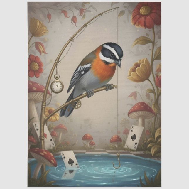 Decoupage Whimsical Bird Seidenpapier (Vorderseite)