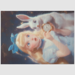 Decoupage Whimsical Blonde Blue Headband & Rabbit Seidenpapier
