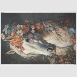 Decoupage Whimsical Blume Adorned Winning Horse Seidenpapier