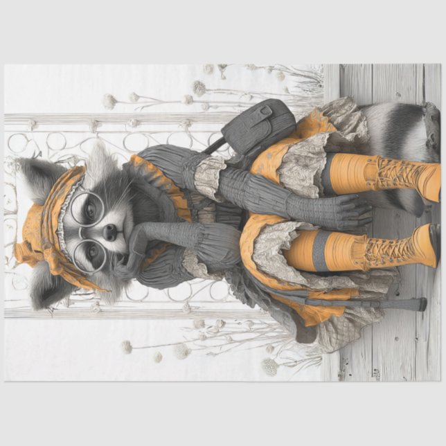 Decoupage Whimsical Boho Fox Vintage Kleidung Seidenpapier (Vorderseite)