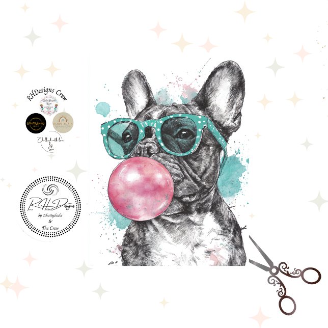 Decoupage Whimsical Bubble Gum Bulldog Seidenpapier (Von Creator hochgeladen)