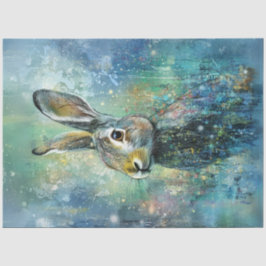 Decoupage Whimsical Bunny Blue Hintergrund Lebhaft Seidenpapier