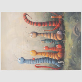 Decoupage Whimsical Cartoon Bookwürmer Raupen Seidenpapier