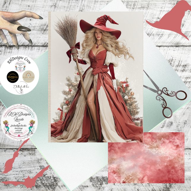 Decoupage Whimsical Christmas Witch  Seidenpapier (Von Creator hochgeladen)