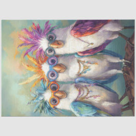 Decoupage Whimsical Cockatoos Lebhaft gefärbt Seidenpapier