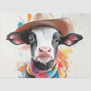 Decoupage Whimsical Cowboy Calf mit Hut Seidenpapier