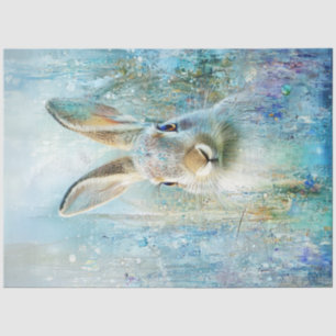 Decoupage Whimsical Digital Rabbit Portrait Seidenpapier