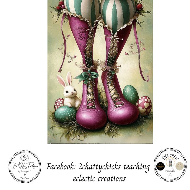 Decoupage Whimsical Easter Striped Bunny Boots Seidenpapier (Von Creator hochgeladen)