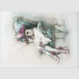 Decoupage Whimsical English Bulldog Cowboy Hat Seidenpapier