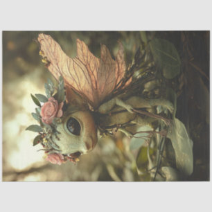 Decoupage Whimsical Fairy Green Creature WIngs Seidenpapier
