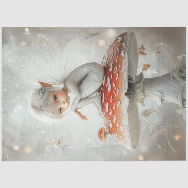 Decoupage Whimsical Fairy Red Mushroom Wings Seidenpapier (Vorderseite)