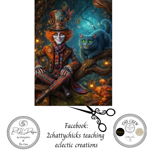 Decoupage Whimsical Fantasy Forest Trickster & Kat Seidenpapier (Von Creator hochgeladen)