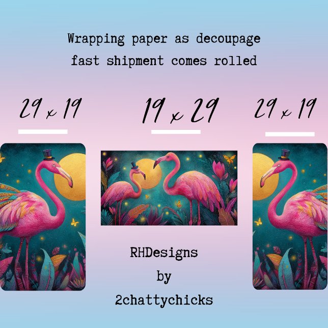 Decoupage Whimsical Flamingo Moon Aquamarine Pinks Geschenkpapier Set (Von Creator hochgeladen)