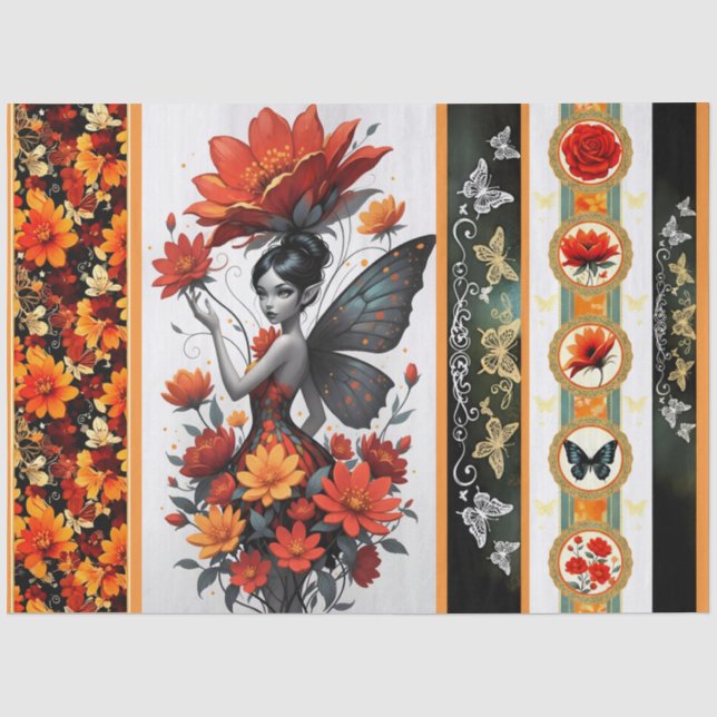 Decoupage Whimsical Flower Fairy Seidenpapier (Vorderseite)