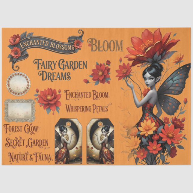 Decoupage Whimsical Flower Fairy Seidenpapier (Vorderseite)