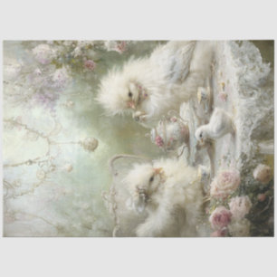 Decoupage Whimsical Fluffy Chickens Tee Party Seidenpapier