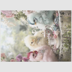 Decoupage Whimsical Fluffy farbige Hühner Party Seidenpapier
