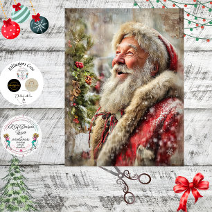 Decoupage Whimsical Fröhlicher Weihnachtsmann Seidenpapier