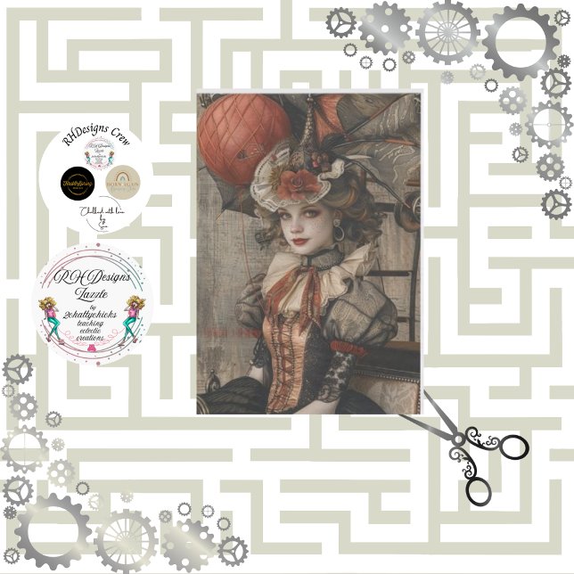 Decoupage Whimsical Gadget Galore Steampunk Girl Seidenpapier (Von Creator hochgeladen)