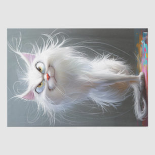 Decoupage Whimsical Grumpy Long Hair Cat Seidenpapier