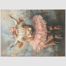 Decoupage Whimsical Highland Calf Pink Tutu Seidenpapier