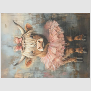Decoupage Whimsical Highland Calf Pink Tutu Seidenpapier