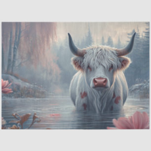 Decoupage Whimsical Highland Kuh Pink Hue Pond Seidenpapier