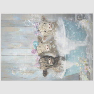 Decoupage Whimsical Highland Kühe Blase Bad Seidenpapier