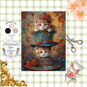 Decoupage Whimsical Kittens Herbstfest Seidenpapier