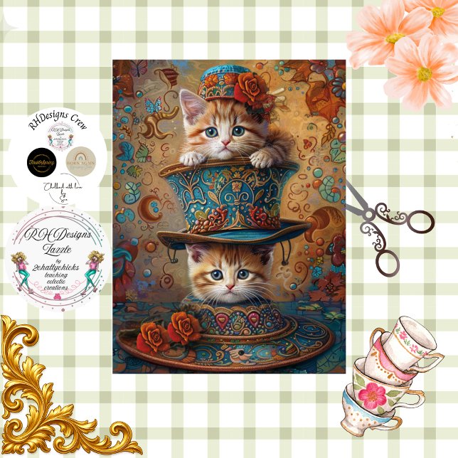Decoupage Whimsical Kittens Herbstfest  Seidenpapier (Von Creator hochgeladen)