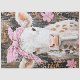 Decoupage Whimsical Kuh Pink Bandana Seidenpapier