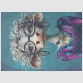 Decoupage Whimsical Lady Cow Comic Seidenpapier