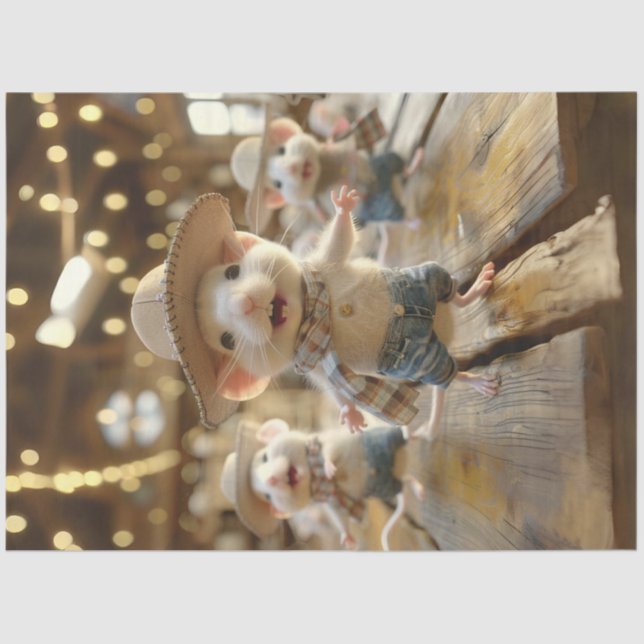 Decoupage Whimsical Line tanzende Maus Seidenpapier (Vorderseite)