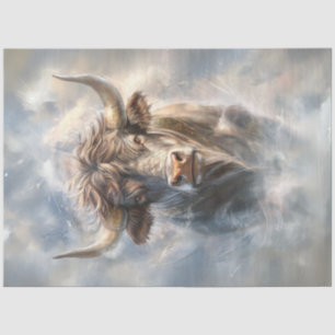 Decoupage Whimsical Majestic Bull Large Horns Seidenpapier