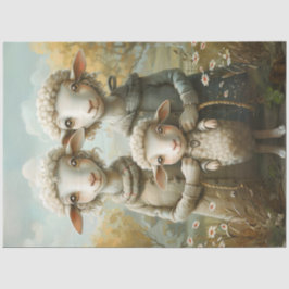 Decoupage Whimsical Mama Vater Baby Sheep Seidenpapier