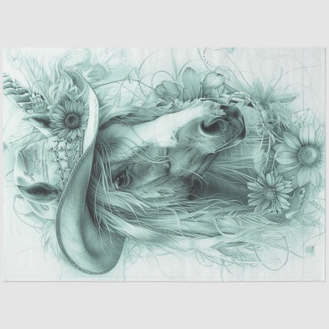 Decoupage Whimsical Monochromatic Horit Portrait Seidenpapier (Vorderseite)