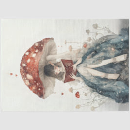 Decoupage Whimsical Mushroom and Hearts Seidenpapier