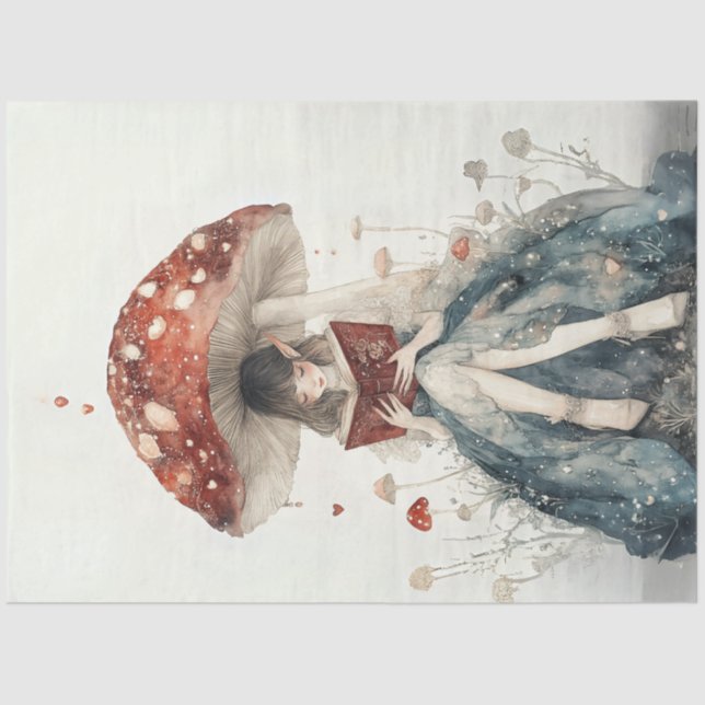 Decoupage Whimsical Mushroom and Hearts Seidenpapier (Vorderseite)