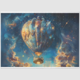 Decoupage Whimsical Night Sky Heißluftballon Seidenpapier