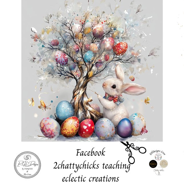 Decoupage Whimsical Oaster Bunny Egg Tree Seidenpapier (Von Creator hochgeladen)