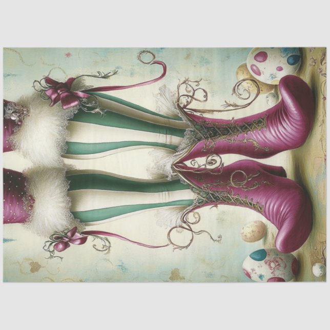 Decoupage Whimsical Oaster Strippeneier Strümpfe Seidenpapier (Vorderseite)