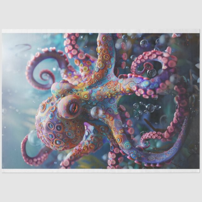 Decoupage Whimsical Octopus Fotografie Seidenpapier (Vorderseite)