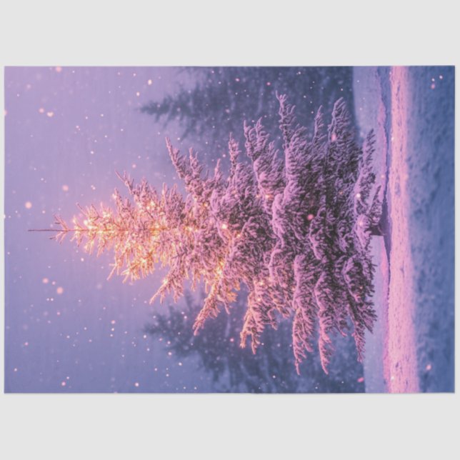 Decoupage Whimsical Pastel Pink Weihnachtsbaum Seidenpapier (Vorderseite)