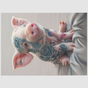Decoupage Whimsical Piglet Blume Tattoo Seidenpapier