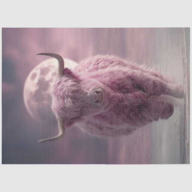 Decoupage Whimsical Pink Cotton Candy Highland Seidenpapier (Vorderseite)