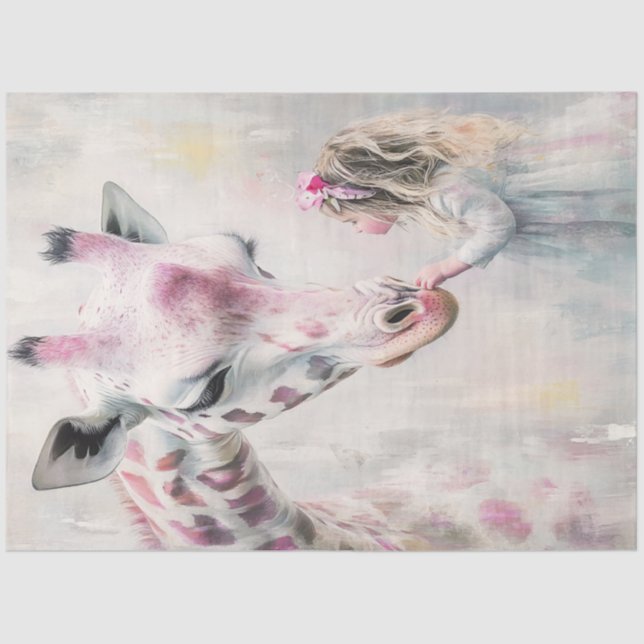 Decoupage Whimsical Pink Giraffe Lil Girl Seidenpapier (Vorderseite)