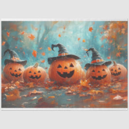 Decoupage Whimsical Pumpkin Jack-o-Lantern Familie Seidenpapier