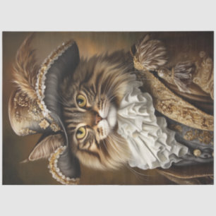 Decoupage Whimsical Royal Cat Französisch Kleidung Seidenpapier