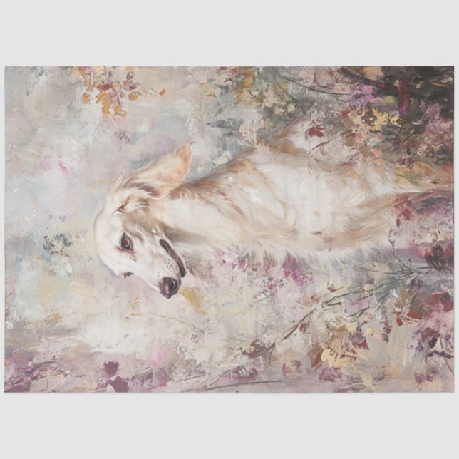 Decoupage Whimsical Saluki Dog Portrait Seidenpapier (Vorderseite)