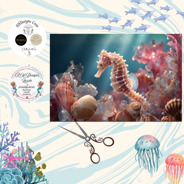 Decoupage Whimsical Seahorse Underwater World  Seidenpapier (Von Creator hochgeladen)